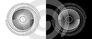 Abstract background with lines in circle. Art design spiral as logo or icon. A black figure on a white background and an equally