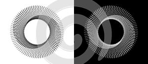 Abstract background with lines in circle. Art design spiral as logo or icon. A black figure on a white background and an equally