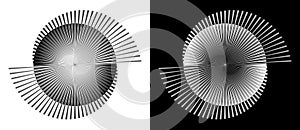 Abstract background with lines in circle. Art design spiral as logo or icon. A black figure on a white background and an equally