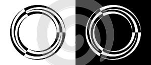 Abstract background with lines in circle. Art design spiral as logo or icon. A black figure on a white background and an equally