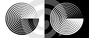 Abstract background with lines in circle. Art design spiral as logo or icon. A black figure on a white background and an equally