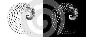 Abstract background with lines in spiral. Art design spiral as logo or icon. A black figure on a white background and an equally