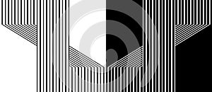 Abstract background with lines. Stripes optical art illusion. Design element or icon. Black shape on a white background and the