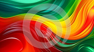 Abstract background of liquid wave, gradient of red, green, yellow. Generative Ai