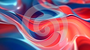 Abstract background, liquid wave, red and blue, gradient, sharp focus, abstract colorful background with waves, AI generated