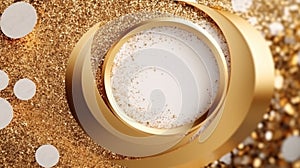 abstract background, luxury, gold circle color, glitter, shiny, white background, lite shadow, AI generated