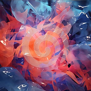 abstract background made of blue and red transparent plastic cellophane