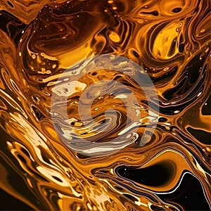 Abstract background made of golden metal swirl pattern. Liquid metal