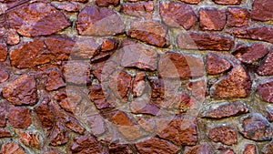 Abstract background made of stone painted with red paint.