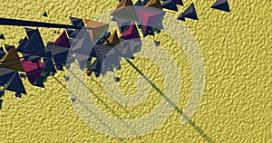 Triangles and metallic pyramids making patterns.