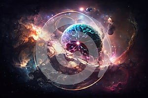 Abstract background with magic colorful sphere. Ai generative illusration