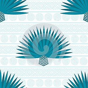 Abstract background with maguey. Seamless pattern with blue agave photo