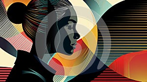 Abstract background with a man and a woman silhouettes.