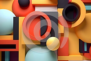 Abstract background with many colorful geometric figures, circles and spirals