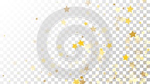 Abstract Background with Many Random Falling Golden Stars Confetti on Transparent Background. Invitation Background.