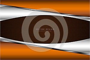 Abstract background.Metallic of orange with carbon fiber.Dark space technology concept.