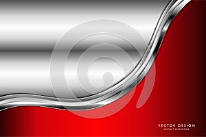 Abstract background.Metallic of red with silver texture white and gray space.Vector illustration.