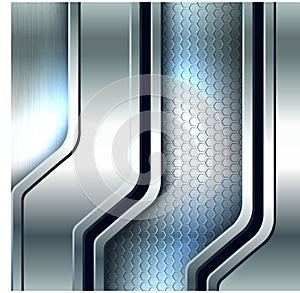 Abstract background, metallic silver banners