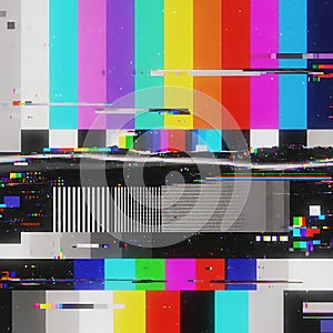 Glitching TV Color Bar Test Pattern Screen