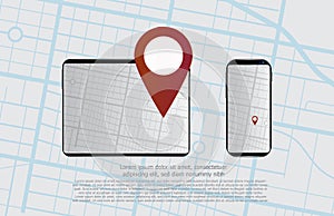 Abstract background mobile tablet app and maps route gps road navigation location hud ui screen