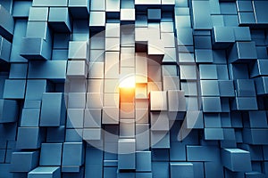 Abstract background with modern geometric cubes. Creative composition with shadows and reflections, ideal for digital