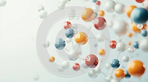 Abstract background with molecules spheres on white background