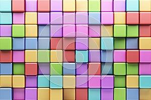 Abstract background of multi-colored cubes 3D photo