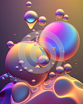 abstract background with multicolored bubbles in water. 3d rendering