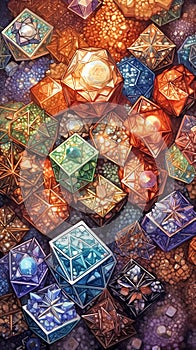 Abstract background with multicolored crystals. Generative AI