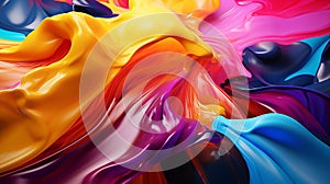 abstract background of multicolored flowing fabric. 3d rendering.
