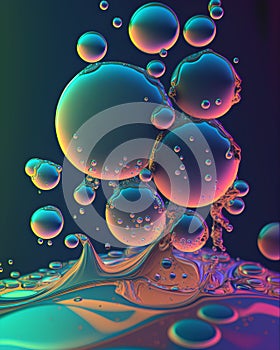 abstract background with multicolored soap bubbles. 3d rendering