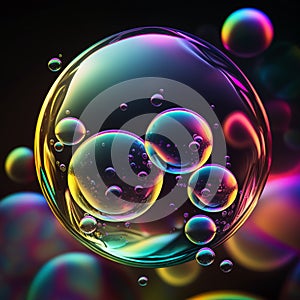 Abstract background with multicolored soap bubbles. Soap bubbles