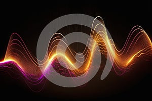 Abstract background with music wave design in golden color. Sound wave. Equalizer effect. Audio energy. Generative AI