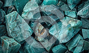 abstract background with the natural texture of raw amazonite semi-gemstones