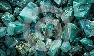 abstract background with the natural texture of raw amazonite semi-gemstones