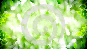 Abstract background nature of green leaf on blurred greenery background in garden
