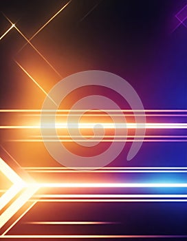 Abstract background with neon light lineas . AI photo