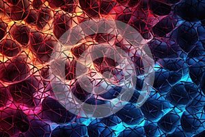 Abstract background with neural pattern design connecting lines and nodes in red