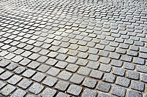 Abstract background of old cobblestone pavement road