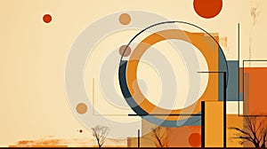 abstract background with orange blue and black circles