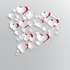 Abstract background with paper hearts.