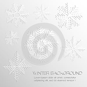 Abstract background with paper snowflakes