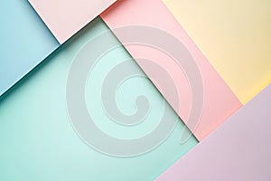 Abstract background of pastel colored paper sheets overlapping in geometric design