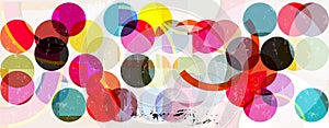 Abstract background pattern, with circles, elements, semicircles, lines, paint strokes and splashes