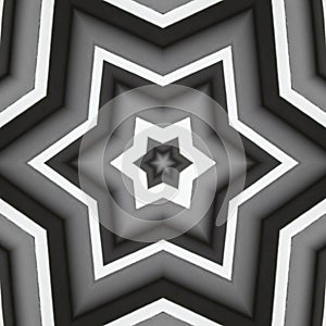 Abstract background of pattern of a kaleidoscope. Black, white and grey lines background fractal mandala. abstract kaleidoscopic a