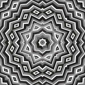 Abstract background of pattern of a kaleidoscope. Black, white and grey lines background fractal mandala. abstract kaleidoscopic a