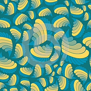 Seamless pattern on a green background with bright patterns. cheerful abstract seamless pattern