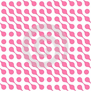 Abstract background of pink connected dots in diagonal arrangement on white background. Molecule theme wallpaper