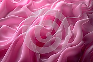 Abstract background of pink silk or satin, decorative drapery silky pattern, 3d render illustration, generative ai