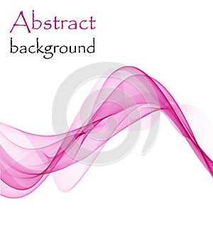 Abstract background with pink waves of transparent flying material